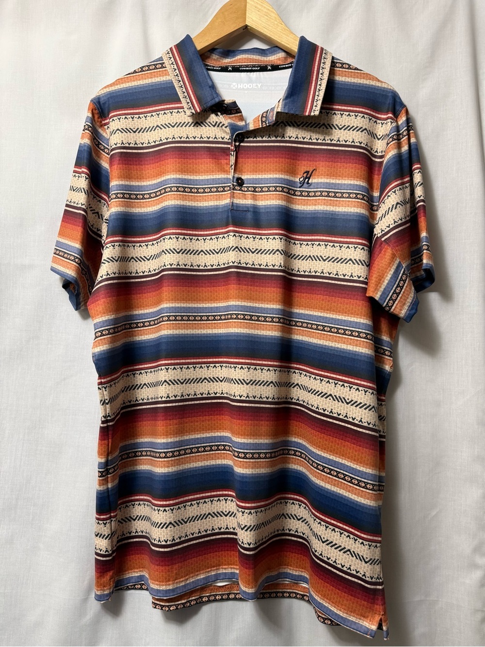 Hooey Striped Polo in Multi Color Serape Navy Beige Red Orange 0162 - Picture 10 of 10